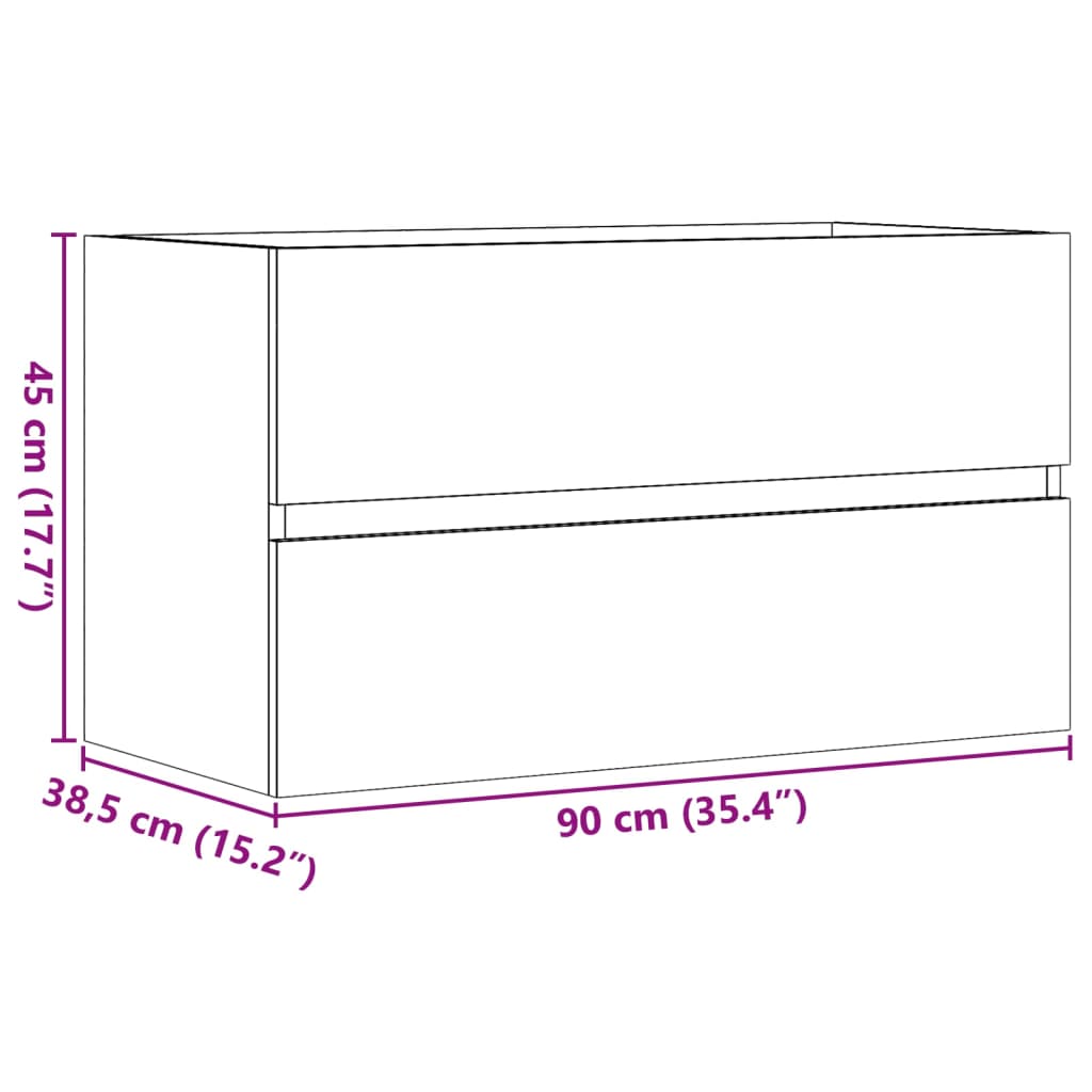 vidaXL Ντουλάπι Νιπτήρα Γκρι Σκυροδέματος 90x38,5x45 εκ. Επεξ. Ξύλο
