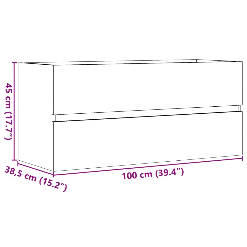 vidaXL Ντουλάπι Νιπτήρα Γκρι Σκυροδέματος 100x38,5x45 εκ. Επεξ. Ξύλο