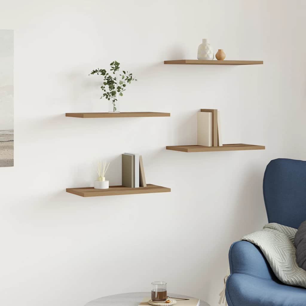vidaXL Ράφια Τοίχου 4 τεμ. Artisan Δρυς 40x20x1,5εκ. από Επεξεργ. Ξύλο