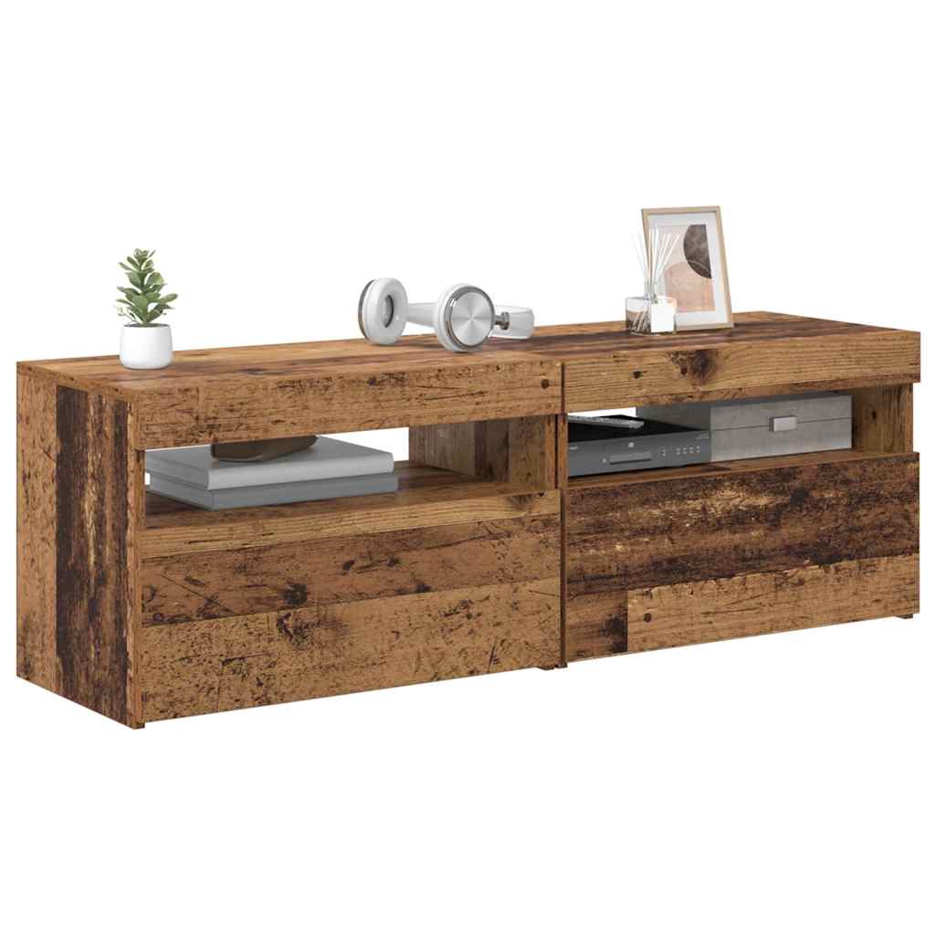 vidaXL σετ ντουλαπιών τηλεόρασης 2 τεμαχίων με φώτα LED