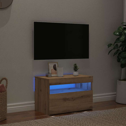 ντουλάπι τηλεόρασης vidaXL με φώτα LED Artisan Oak Κατασκευασμένο ξύλο