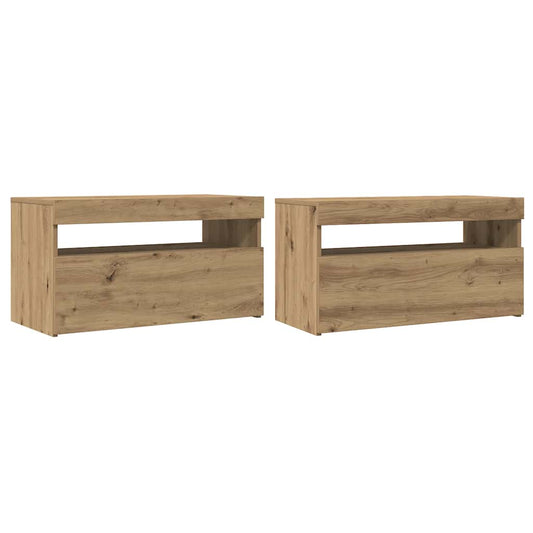 ντουλάπι τηλεόρασης vidaXL με φώτα LED Artisan Oak Κατασκευασμένο ξύλο