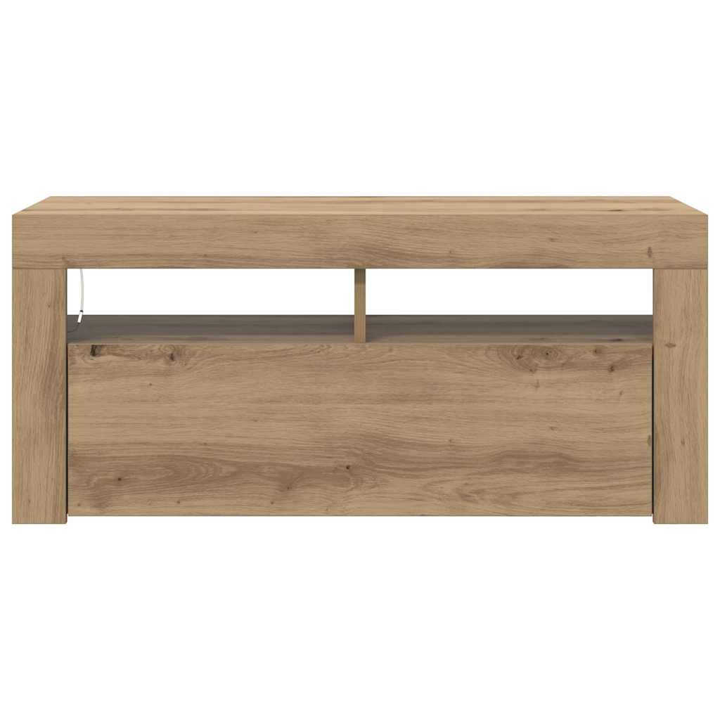 vidaXL Έπιπλο Τηλεόρασης με LED Αρτισιανή Δρυς 90x35x40 εκ Επεξ.Ξύλο