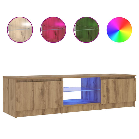 ντουλάπι τηλεόρασης vidaXL με φώτα LED Artisan Oak Κατασκευασμένο ξύλο