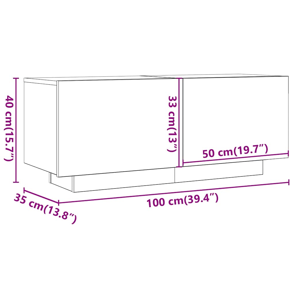 vidaXL Έπιπλο Τηλεόρασης Artisian Δρυς 100x35x40 εκ Επεξεργασμένο Ξύλο