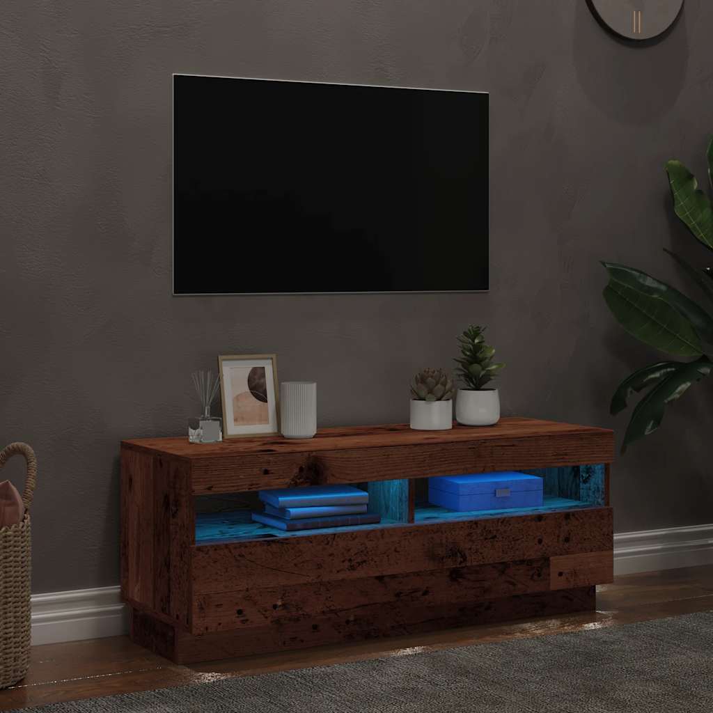 vidaXL Έπιπλο Τηλεόρασης LED Όψη Παλαιού Ξύλου 100x35x40 εκ.Επεξ. Ξύλο