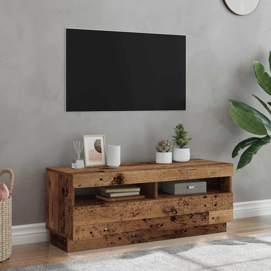 vidaXL Έπιπλο Τηλεόρασης LED Όψη Παλαιού Ξύλου 100x35x40 εκ.Επεξ. Ξύλο