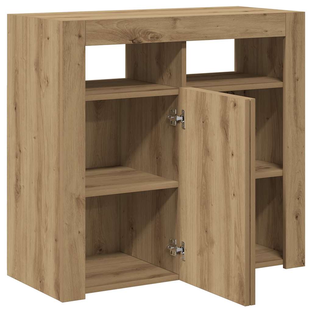 vidaXL Ντουλάπι με LED Αρτισιανή Δρυς 80 x 35 x 75 εκ. Επεξ. Ξύλο