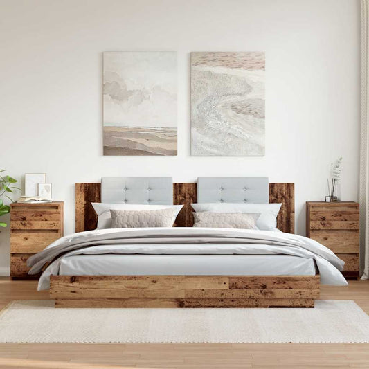 vidaXL Κομοδίνα 2 τεμ. Όψη Παλαιού Ξύλου 40x35x62,5 εκ. από Επεξ. Ξύλο