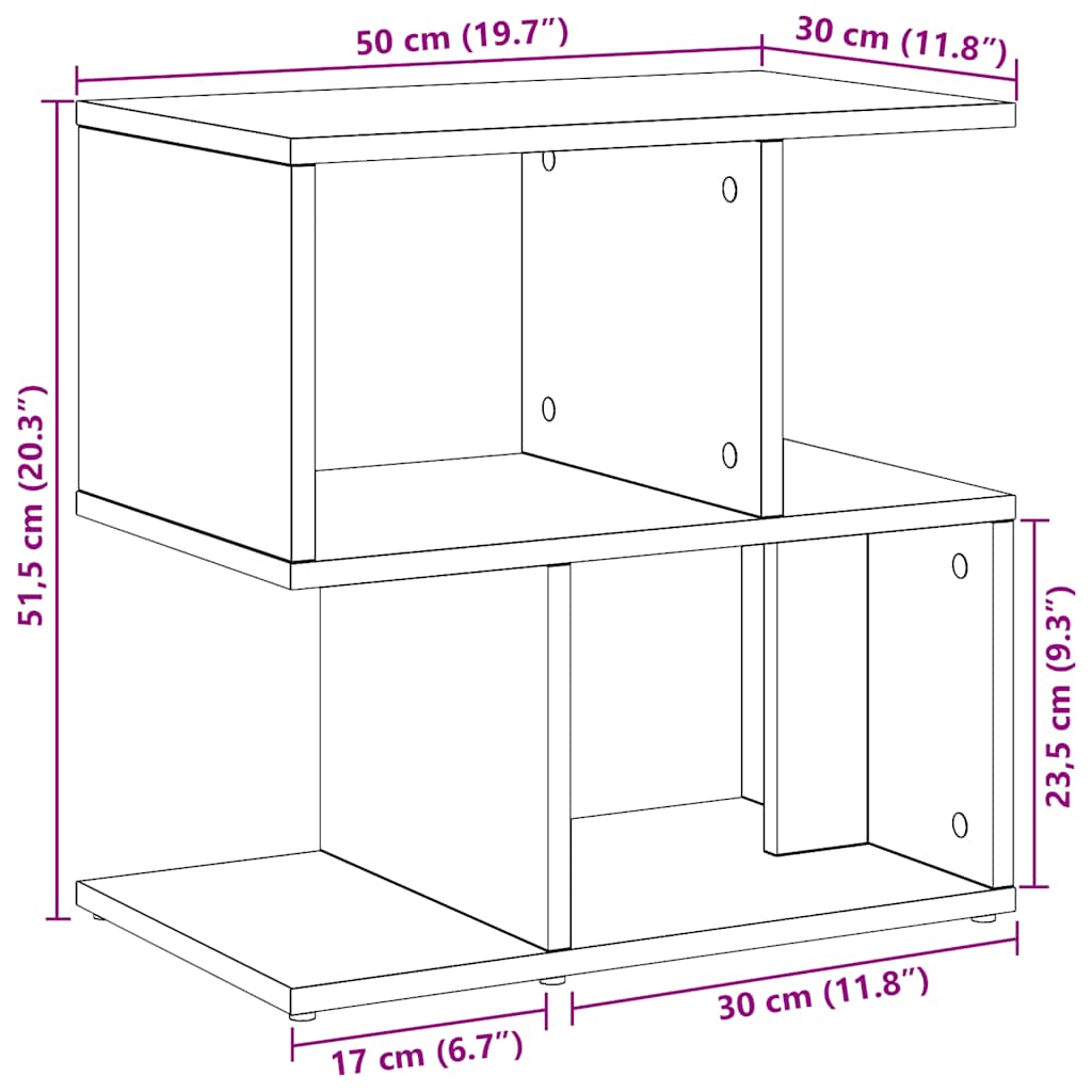 vidaXL Κομοδίνα 2 τεμ Artisan Oak 50x30x51,5 cm Κατασκευασμένο ξύλο