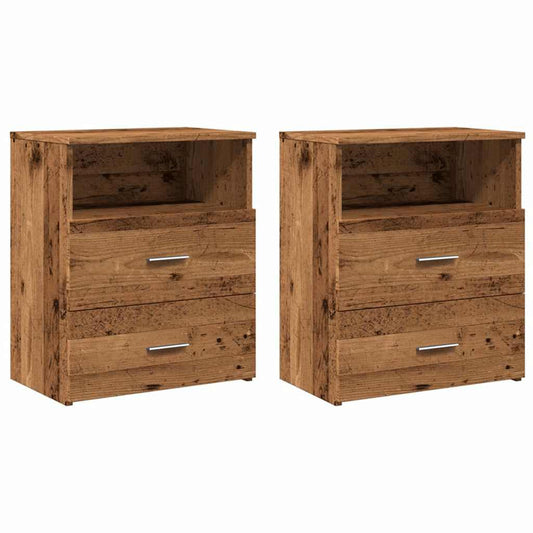 vidaXL Κομοδίνα 2 τεμ. Όψη Παλαιού Ξύλου 50x32x60 εκ. από Επεξ. Ξύλο