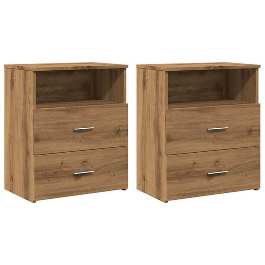 vidaXL Κομοδίνα 2 τεμ.Αρτισιανή Δρυς 50x32x60 εκ. Επεξ. Ξύλο
