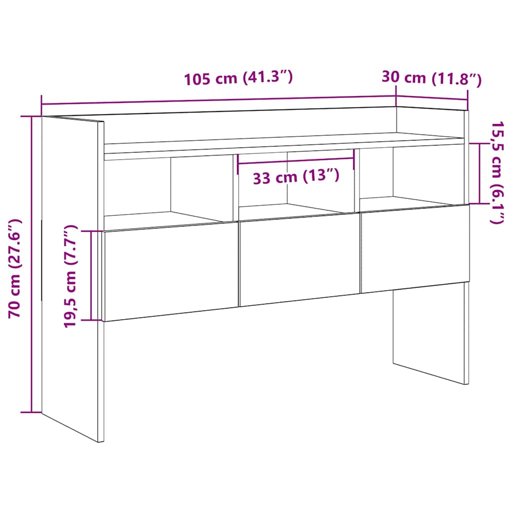 vidaXL Sideboard Παλιό ξύλο 105x30x70 cm Ξύλο μηχανής