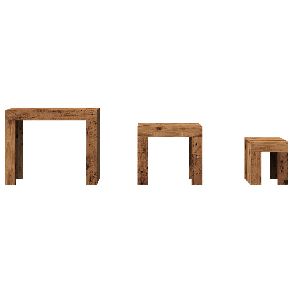 vidaXL Τραπεζάκια Ζιγκόν 3 τεμ. Παλαιό Ξύλο από Επεξεργασμένο Ξύλο