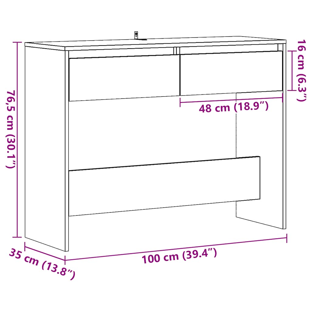 vidaXL Τραπέζι Κονσόλα Παλαιό Ξύλο 100x35x76,5 εκ. Επεξεργασμένο Ξύλο
