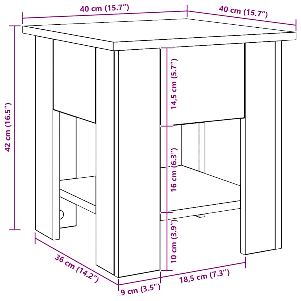 vidaXL Τραπεζάκι σαλονιού Artisan Oak 40x40x42 cm Κατασκευασμένο ξύλο