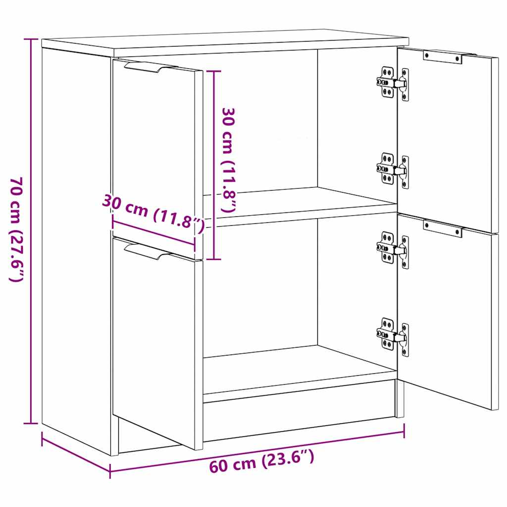 vidaXL Μπουφές Αρτισιανή Δρυς 60 x 30 x 70 εκ. από Επεξεργασμένο Ξύλο