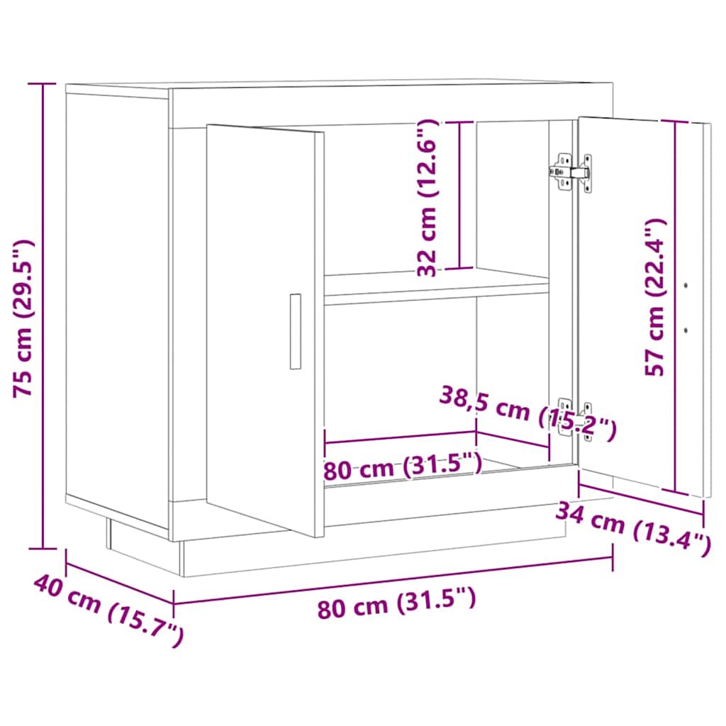 vidaXL Μπουφές Τεχνίτης Δρυς 80x40x75 εκ. από Επεξεργασμένο Ξύλο