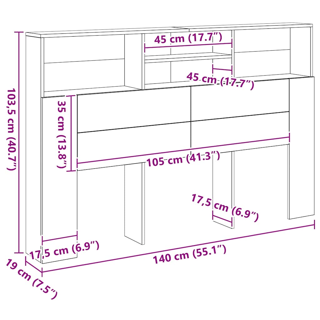 vidaXL Ντουλάπι κεφαλάρι Artisan Oak Κατασκευασμένο ξύλο