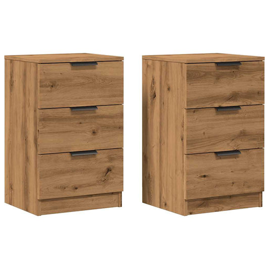 vidaXL Κομοδίνα 2 τεμ.Αρτισιανή Δρυς 40x36x65 εκ. Επεξ. Ξύλο