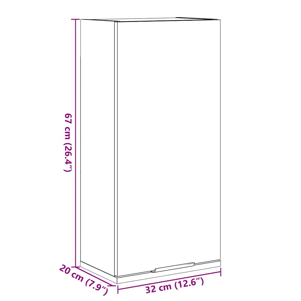 vidaXL Ντουλάπι Μπάνιου Επιτοίχιο Παλαιό Ξύλο 32 x 20 x 67 εκ.