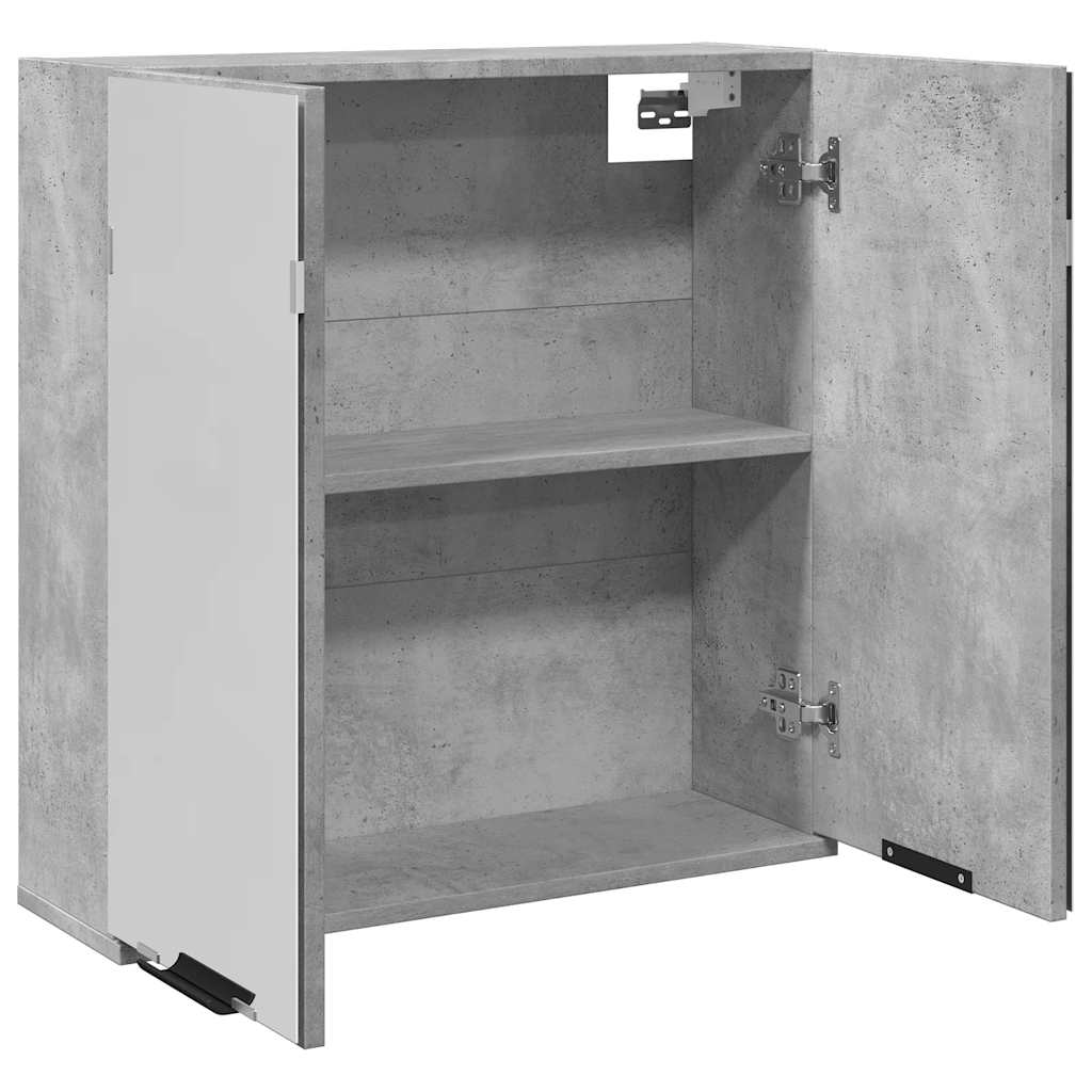 vidaXL Καθρέφτης Μπάνιου Γκρι Σκυροδέματος 64x20x66,5 εκ. Επεξ. Ξύλο