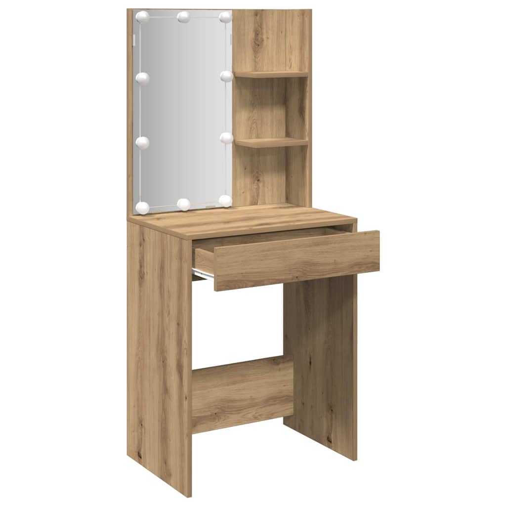 vidaXL Μπουντουάρ με LED Αρτισιανή Δρυς 60x40x140 εκ.