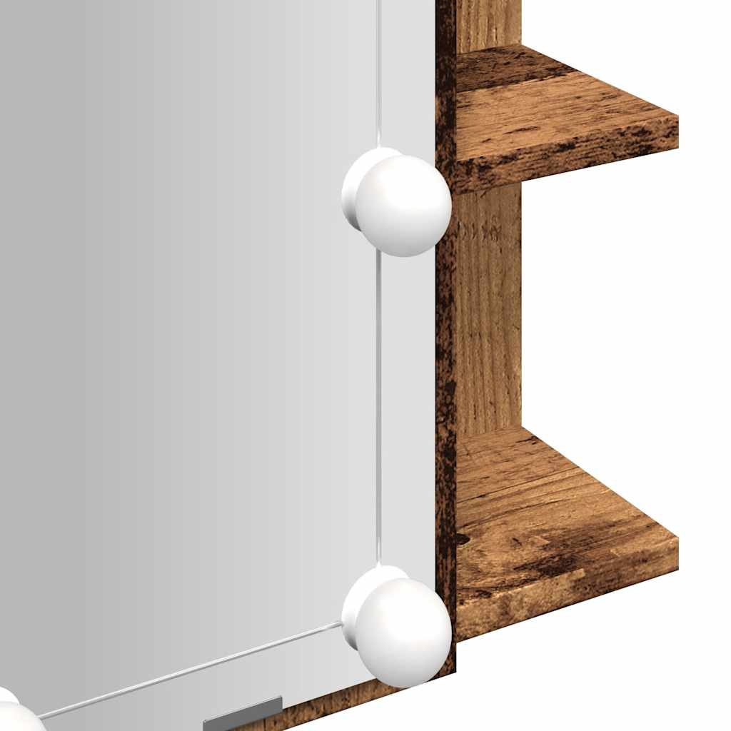 vidaXL Ντουλάπι καθρέφτη με LED Παλιό ξύλο 70x16,5x60 cm