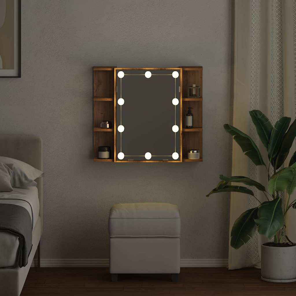 vidaXL Ντουλάπι καθρέφτη με LED Artisan Oak 70x16,5x60 cm