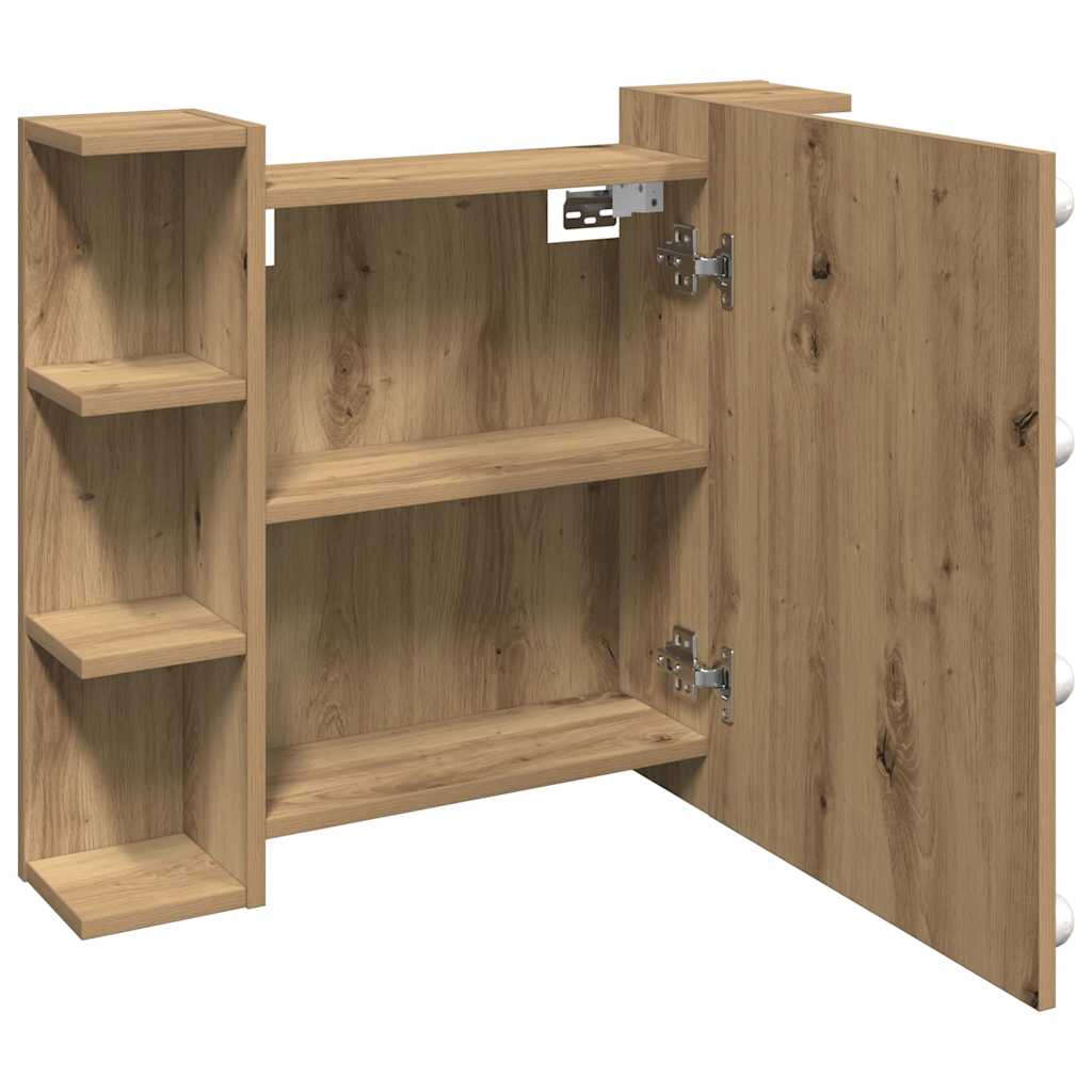 vidaXL Ντουλάπι καθρέφτη με LED Artisan Oak 70x16,5x60 cm