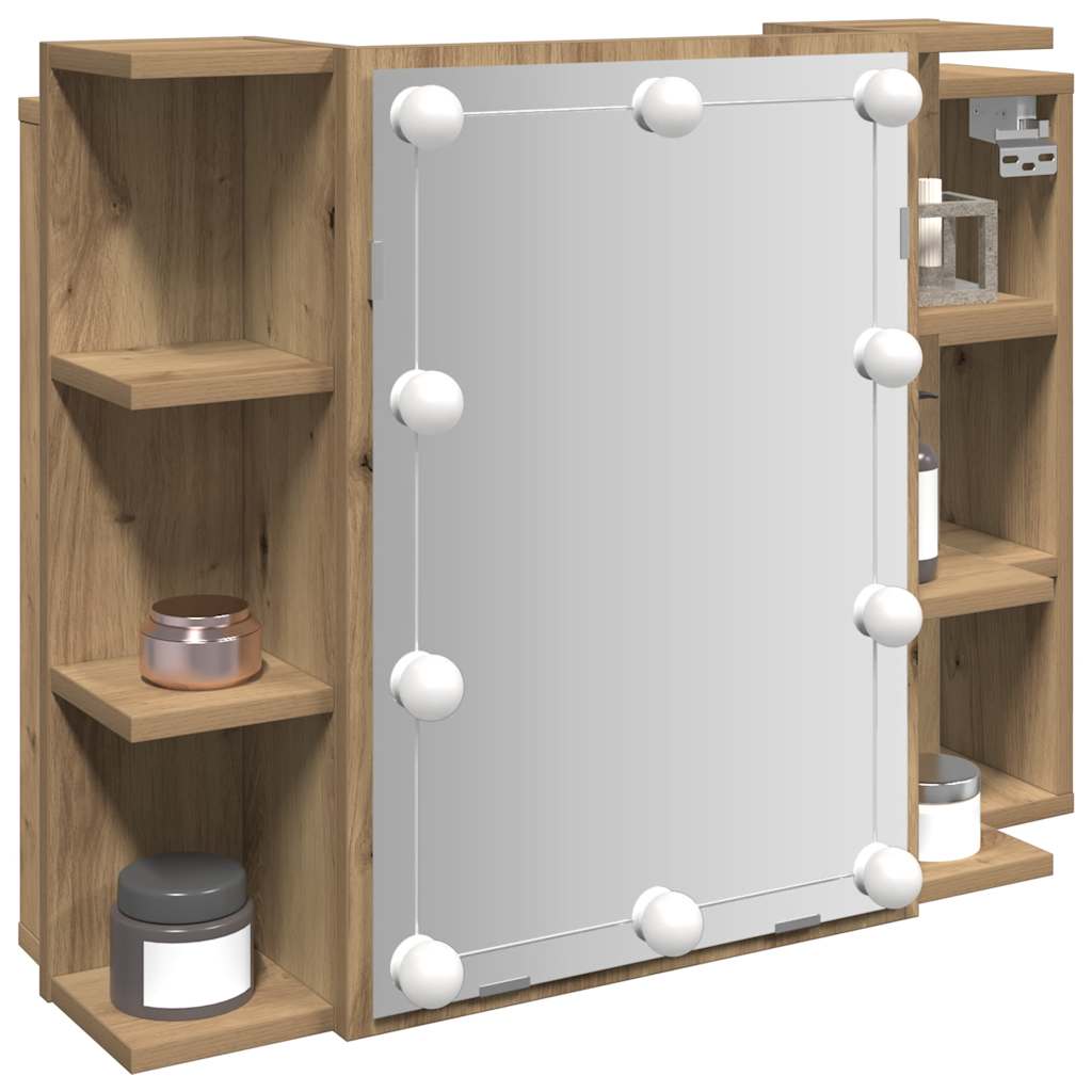 vidaXL Ντουλάπι καθρέφτη με LED Artisan Oak 70x16,5x60 cm