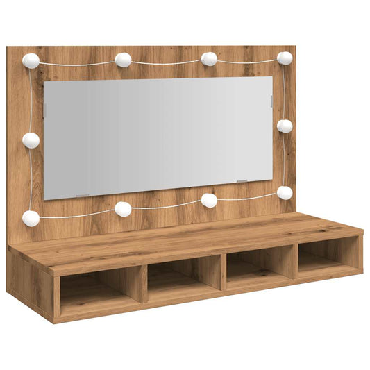 vidaXL Ντουλάπι καθρέφτη με LED Artisan Oak 90x31,5x62 cm