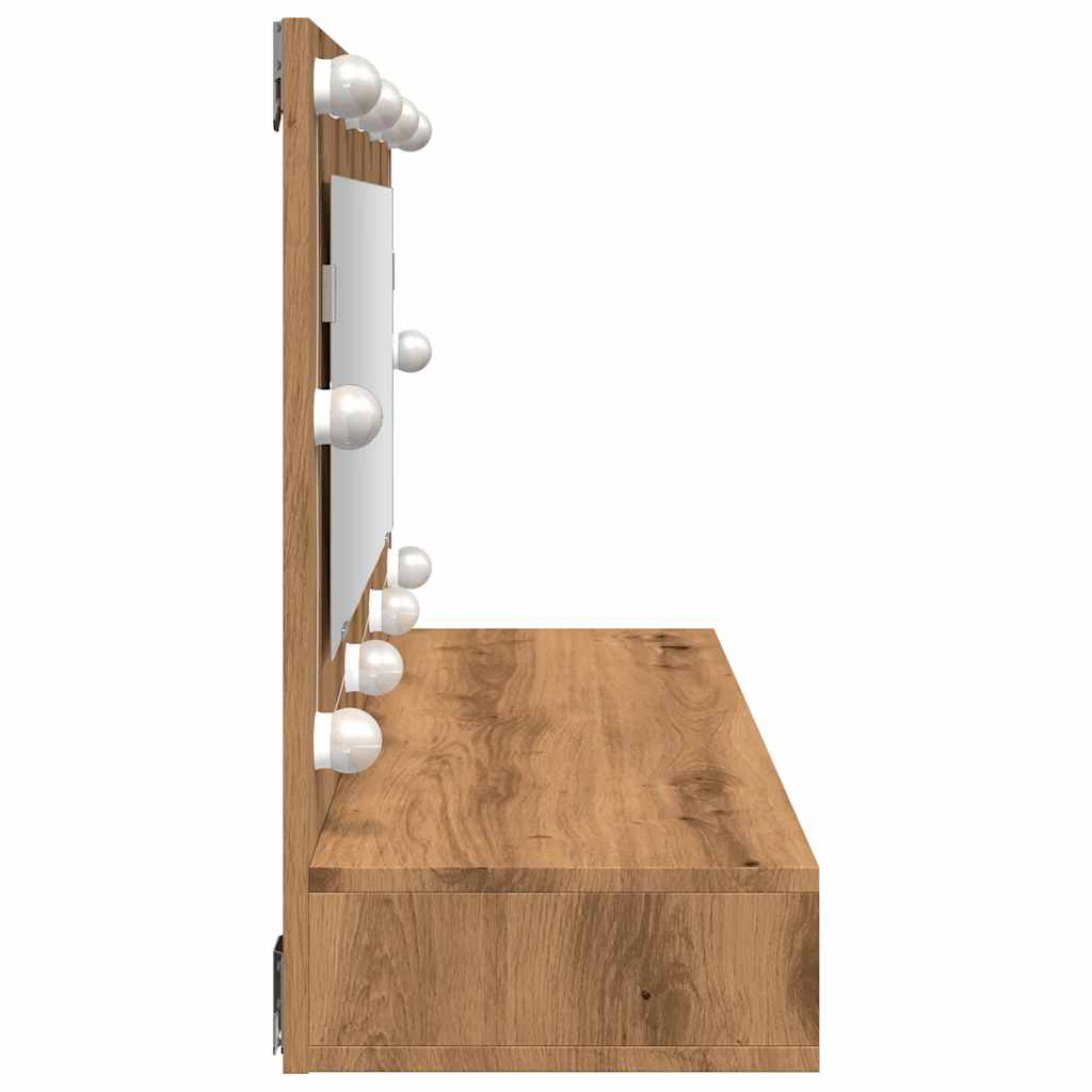 vidaXL Ντουλάπι καθρέφτη με LED Artisan Oak 90x31,5x62 cm