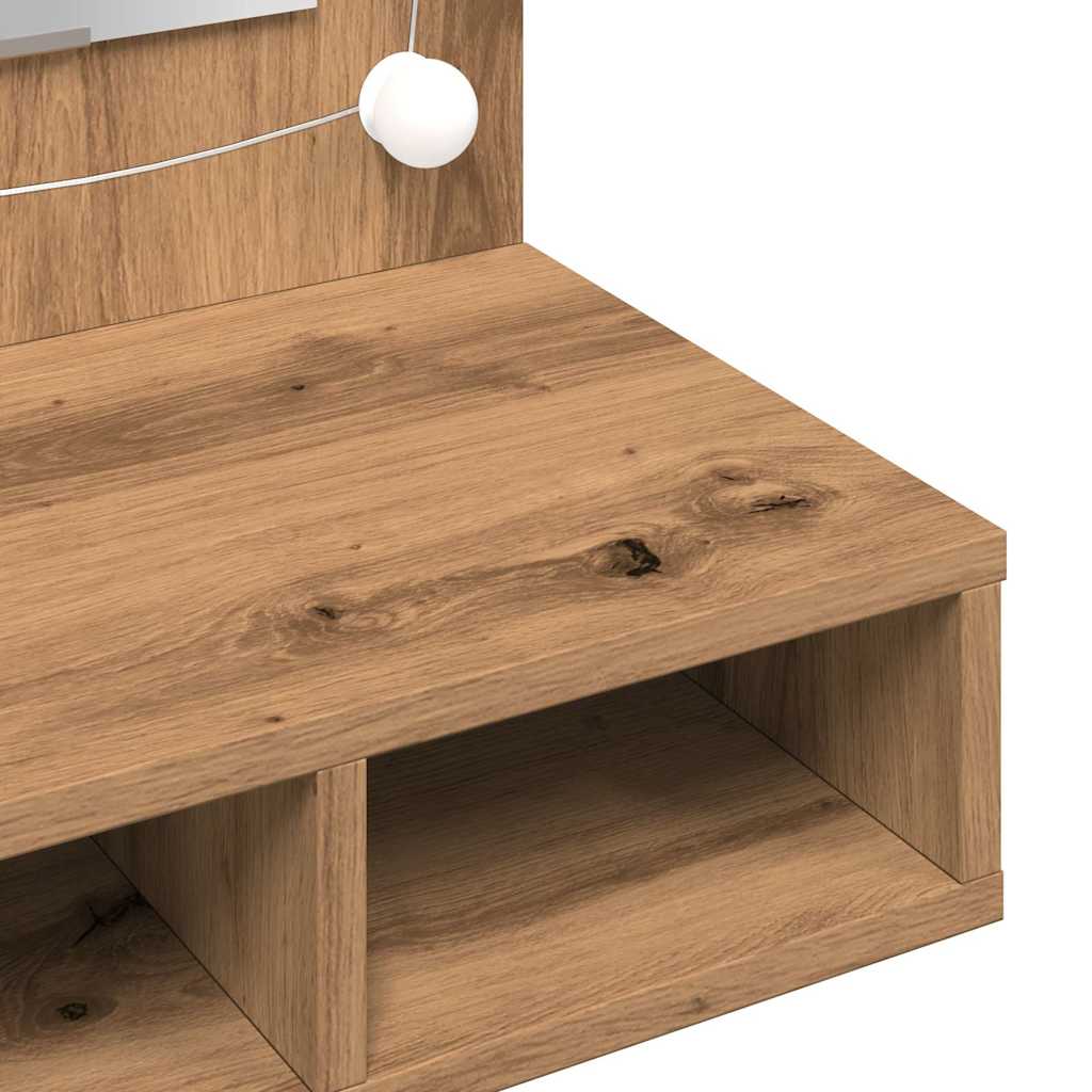 vidaXL Ντουλάπι καθρέφτη με LED Artisan Oak 90x31,5x62 cm