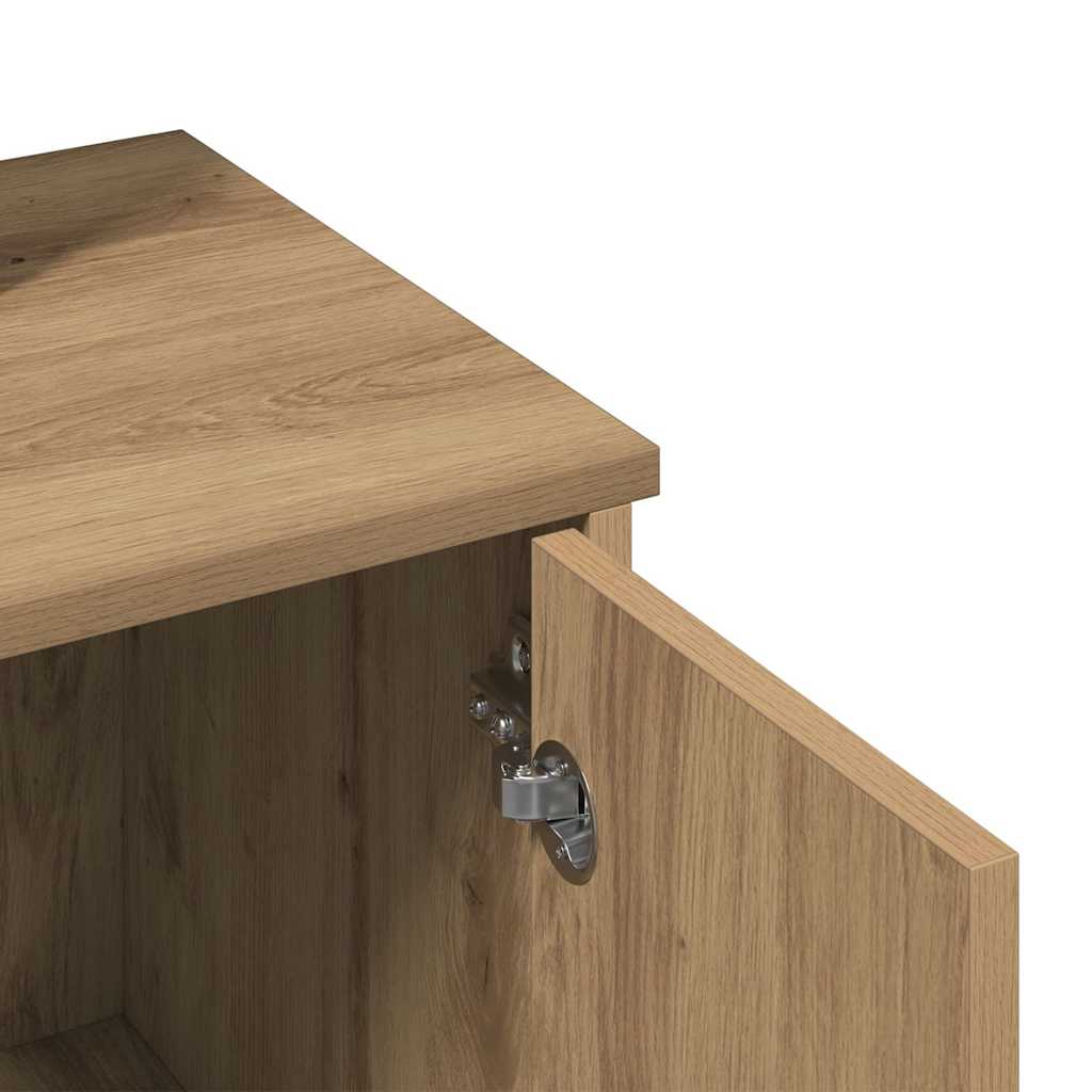 vidaXL Κομοδίνο με καθρέφτη Artisan Oak 86,5x35x136 cm