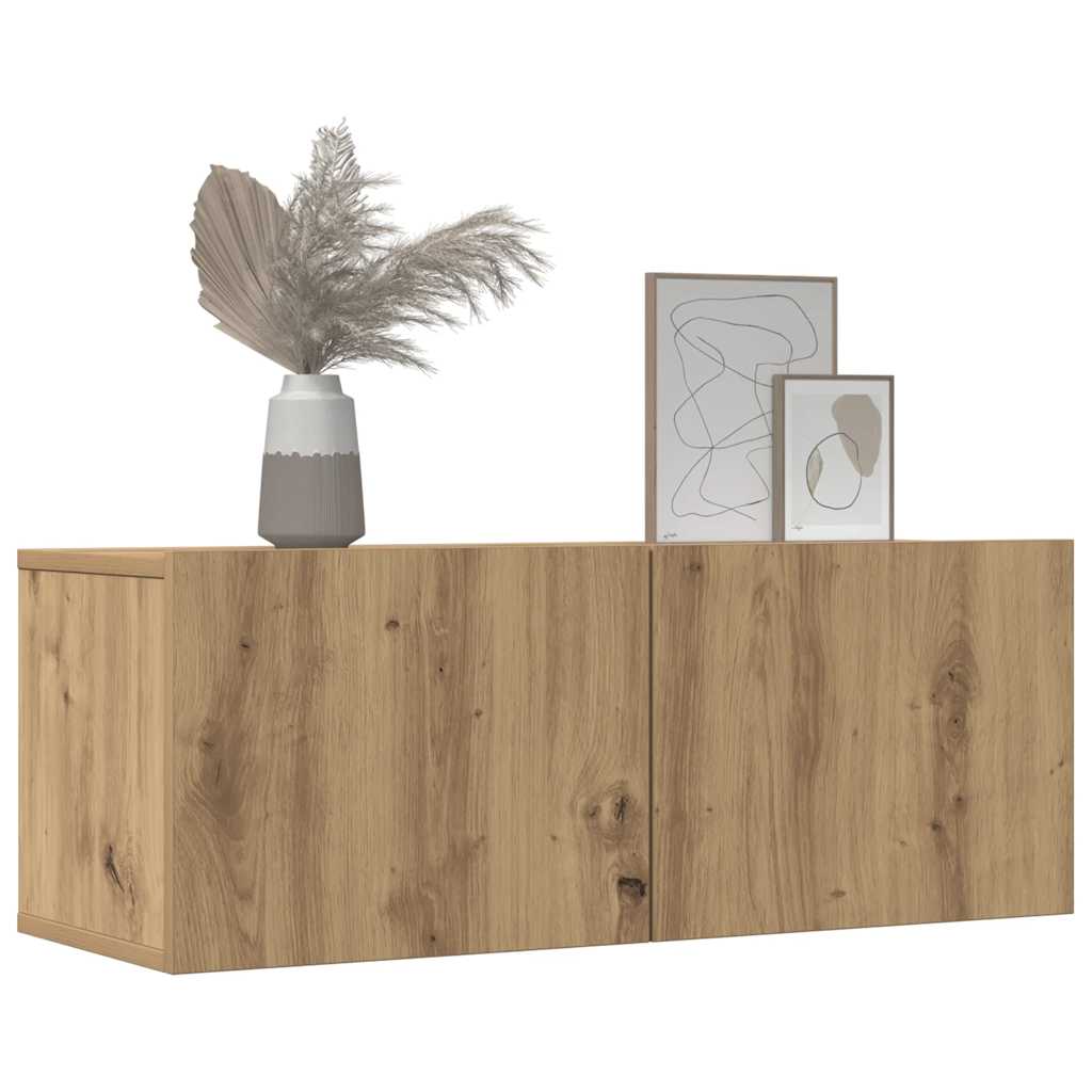 vidaXL 2 τεμαχίων σετ επίτοιχου ντουλαπιού τηλεόρασης Αρτιζιακή δρυς