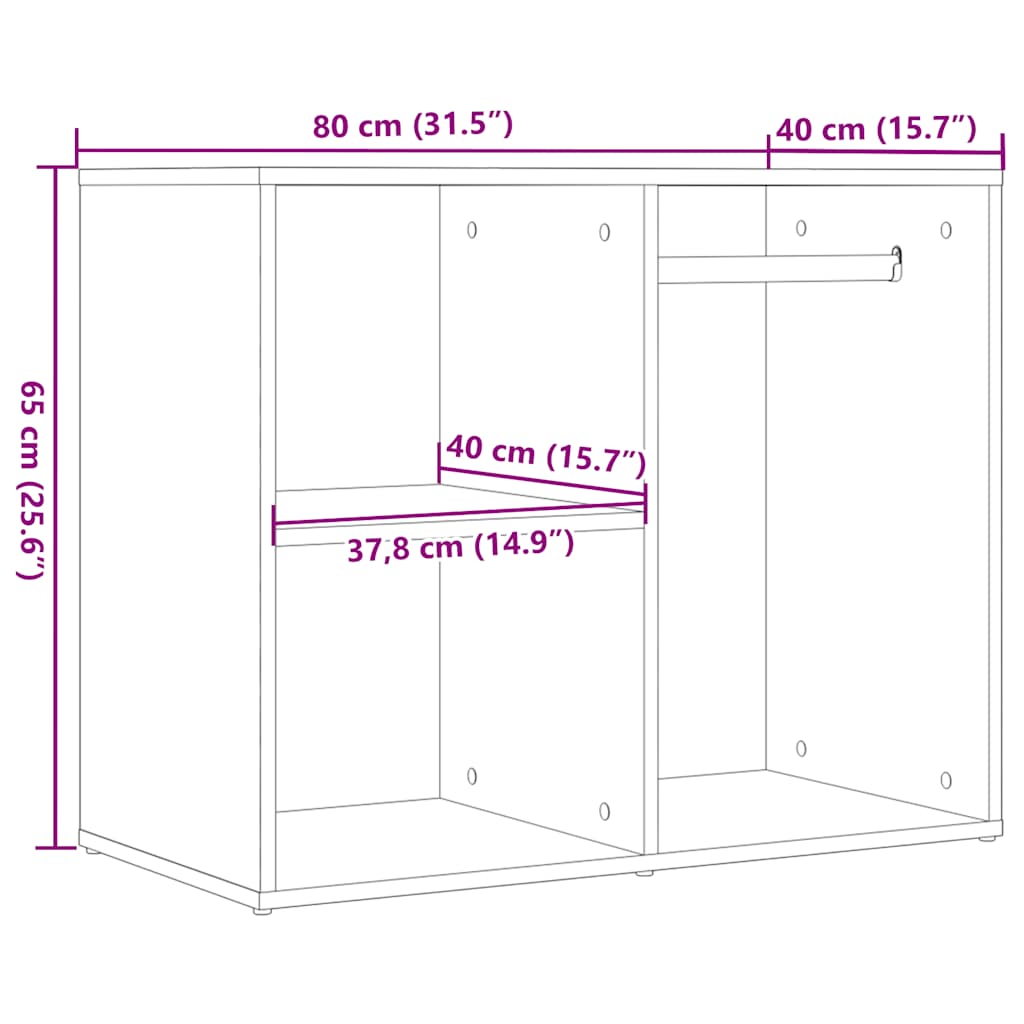 vidaXL Ντουλάπι ντύσιμο Artisan δρυς 80x40x65 cm Κατασκευασμένο ξύλο