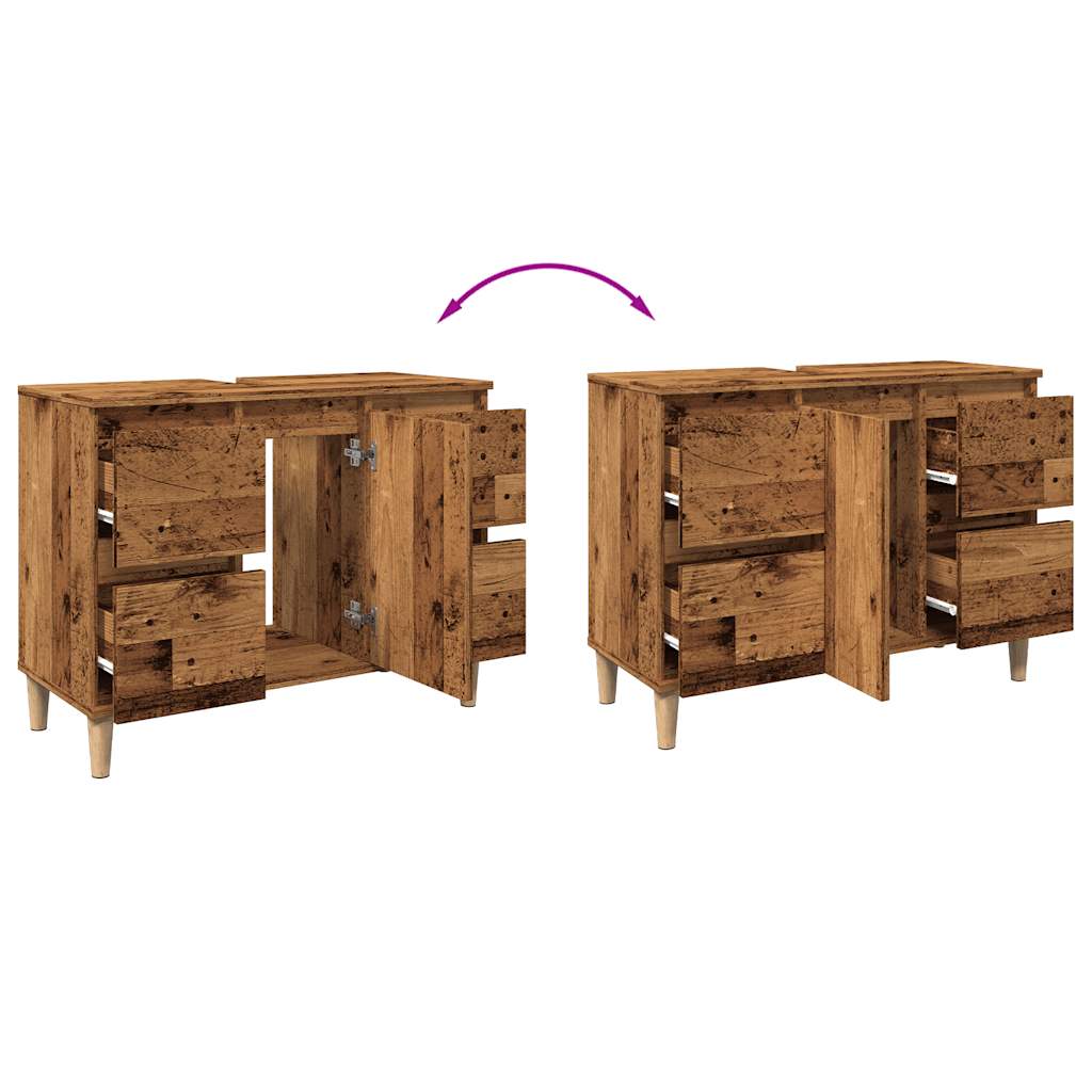 vidaXL Ντουλάπι νιπτήρα Παλιό ξύλο 80x33x60 cm Κατασκευασμένο ξύλο