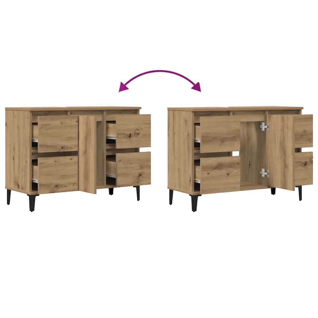 vidaXL Ντουλάπι Νιπτήρα τεχνίτης Δρυς 80 x 33 x 60 εκ