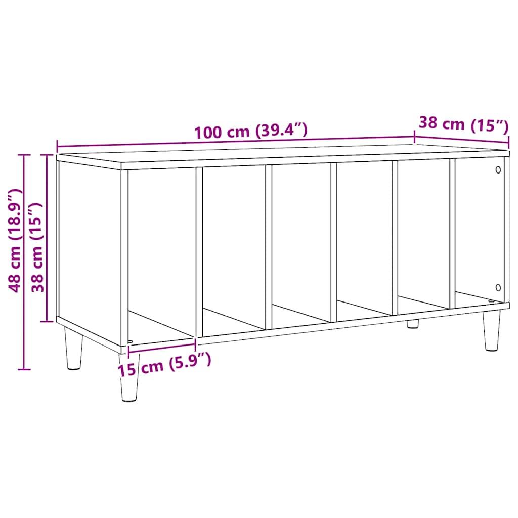 vidaXL Έπιπλο Δίσκων τεχνίτης Δρυς 100x38x48 εκ από Επεξεργασμένο Ξύλο