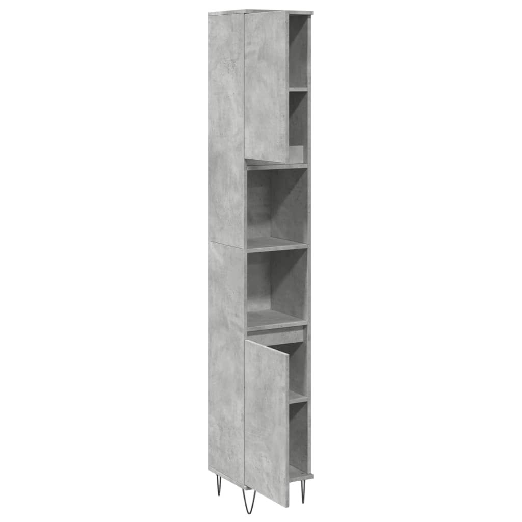 vidaXL Ντουλάπι Μπάνιου Γκρι Σκυροδέματος 30x30x190 εκ. Επεξ. Ξύλο