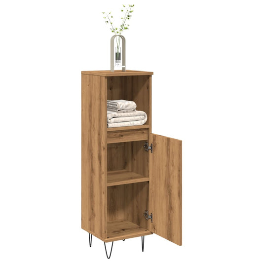 vidaXL Ντουλάπι μπάνιου Δρυς τεχνίτης 30x30x100 cm Κατασκευασμένο ξύλο