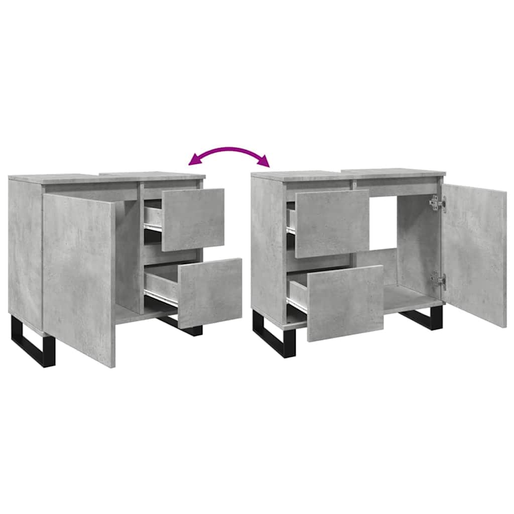 vidaXL Ντουλάπι Μπάνιου Γκρι Σκυροδέματος 65x33x60 εκ. Επεξ. Ξύλο