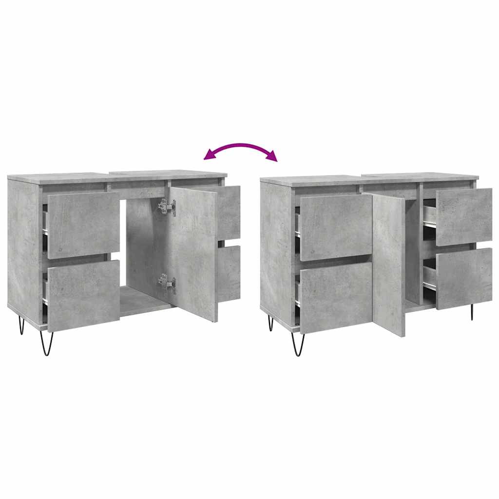 vidaXL Ντουλάπι Μπάνιου Γκρι Σκυροδέματος 80x33x60 εκ. Επεξ. Ξύλο