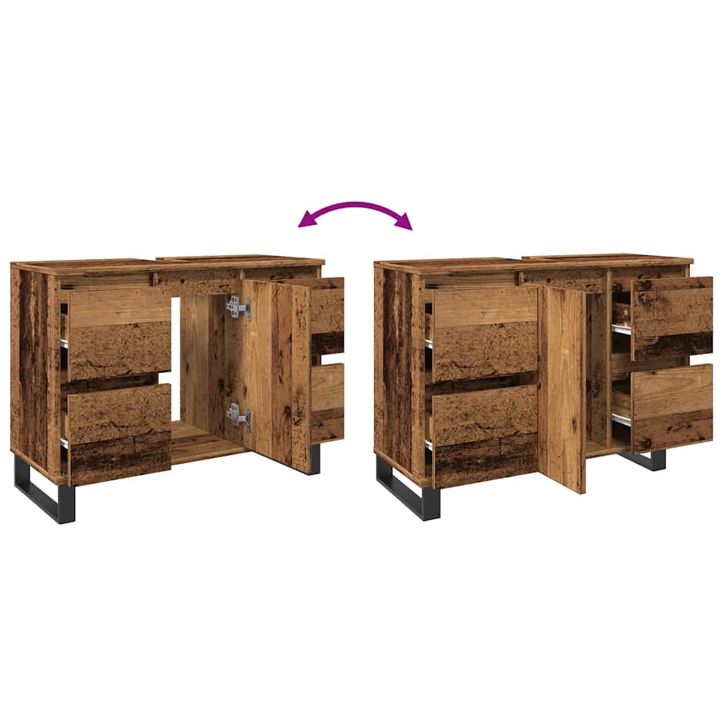 vidaXL Ντουλάπι νιπτήρα μπάνιου Παλιό ξύλο 80x33x60 cm