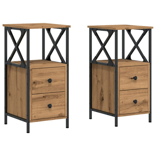 vidaXL Κομοδίνα 2 τεμ Artisan Oak 34x35,5x70 cm Κατασκευασμένο ξύλο