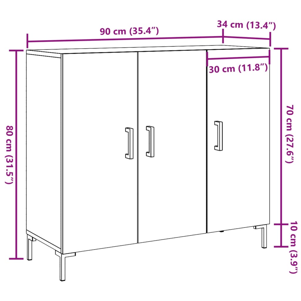 vidaXL Ντουλάπι Παλαιό Ξύλο 90 x 34 x 80 εκ. από Επεξεργασμένο Ξύλο
