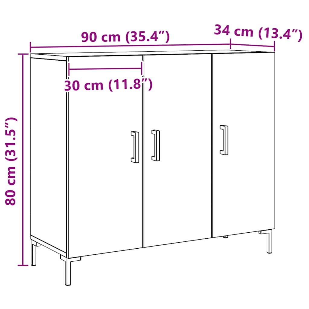 vidaXL Ντουλάπι Αρτισιανή Δρυς 90 x 34 x 80 εκ. από Επεξεργασμένο Ξύλο