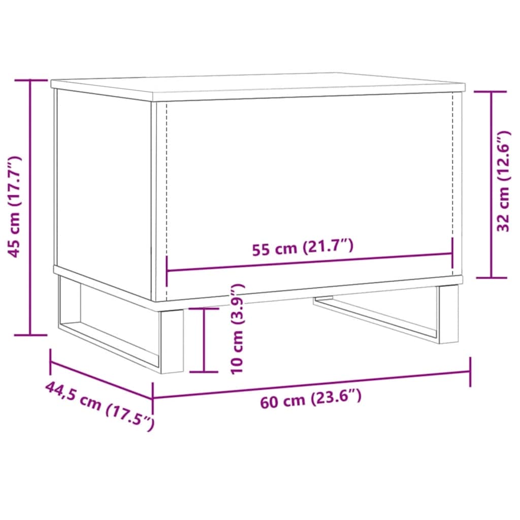 vidaXL Τραπεζάκι Σαλονιού Αρτισιανή Δρυς 60x44,5x45 εκ. Επεξ. Ξύλο