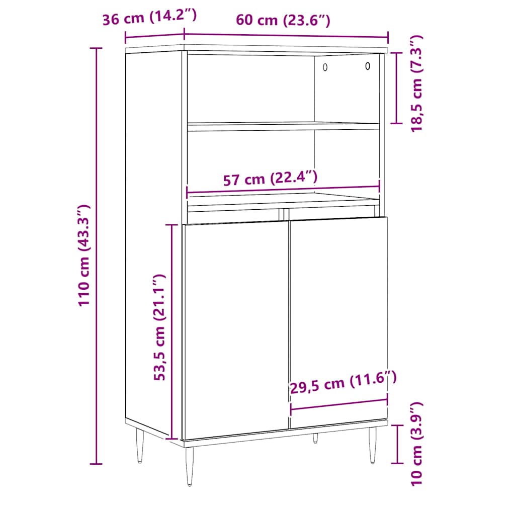 vidaXL Ντουλάπι Αρτισιανή Δρυς 60x36x110 εκ. από Επεξεργασμένο Ξύλο